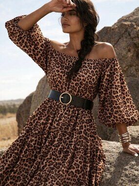 Erika Pena Brielle Maxi Dress Leopard Animal Print Size XS/S Boho